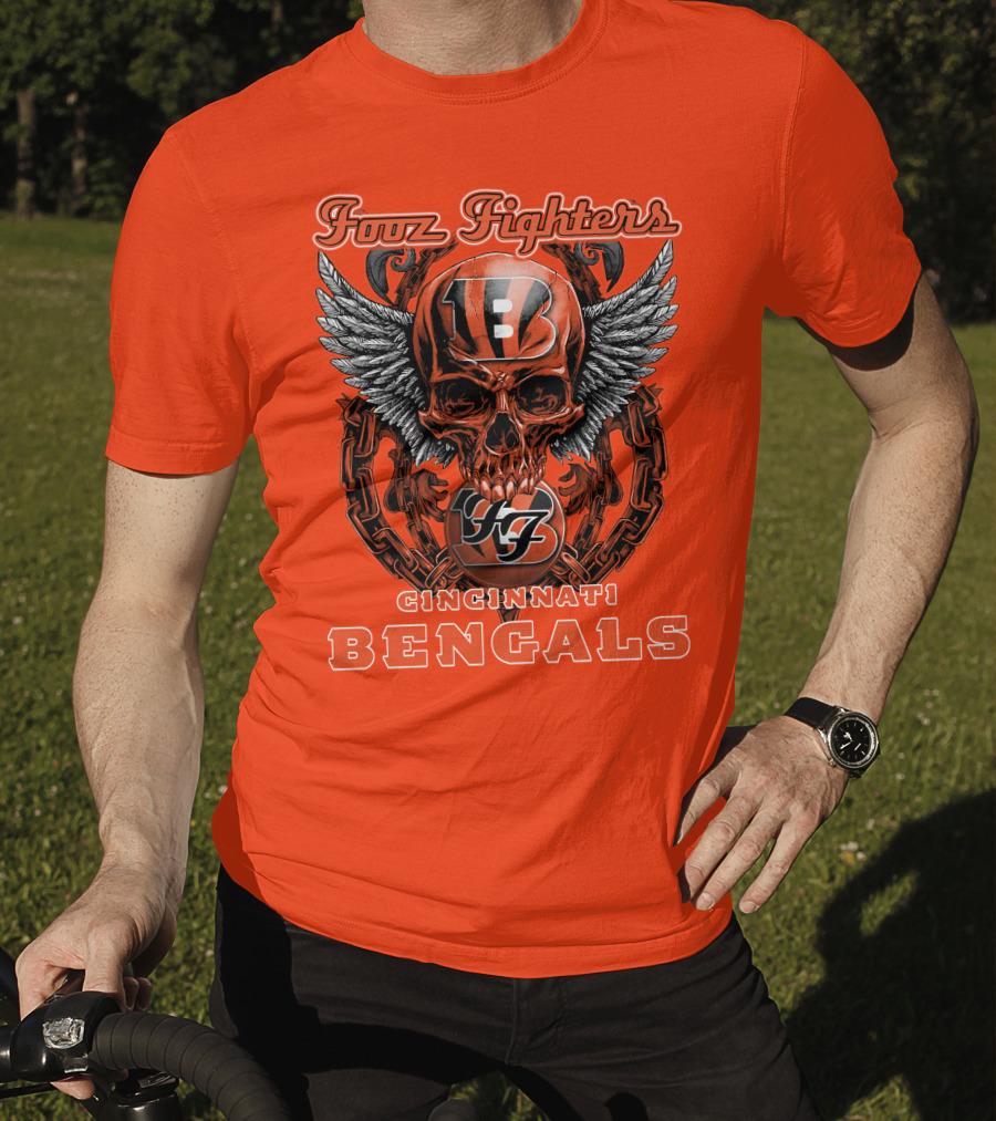 Foo Fighters Cincinnati Bengals Skull And Wings T-Shirt