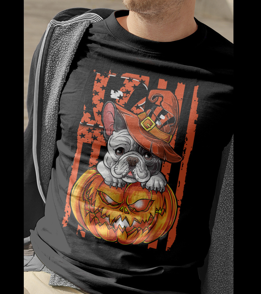 Cincinnati Bengals Bulldog Halloween Pumpkin T-Shirt