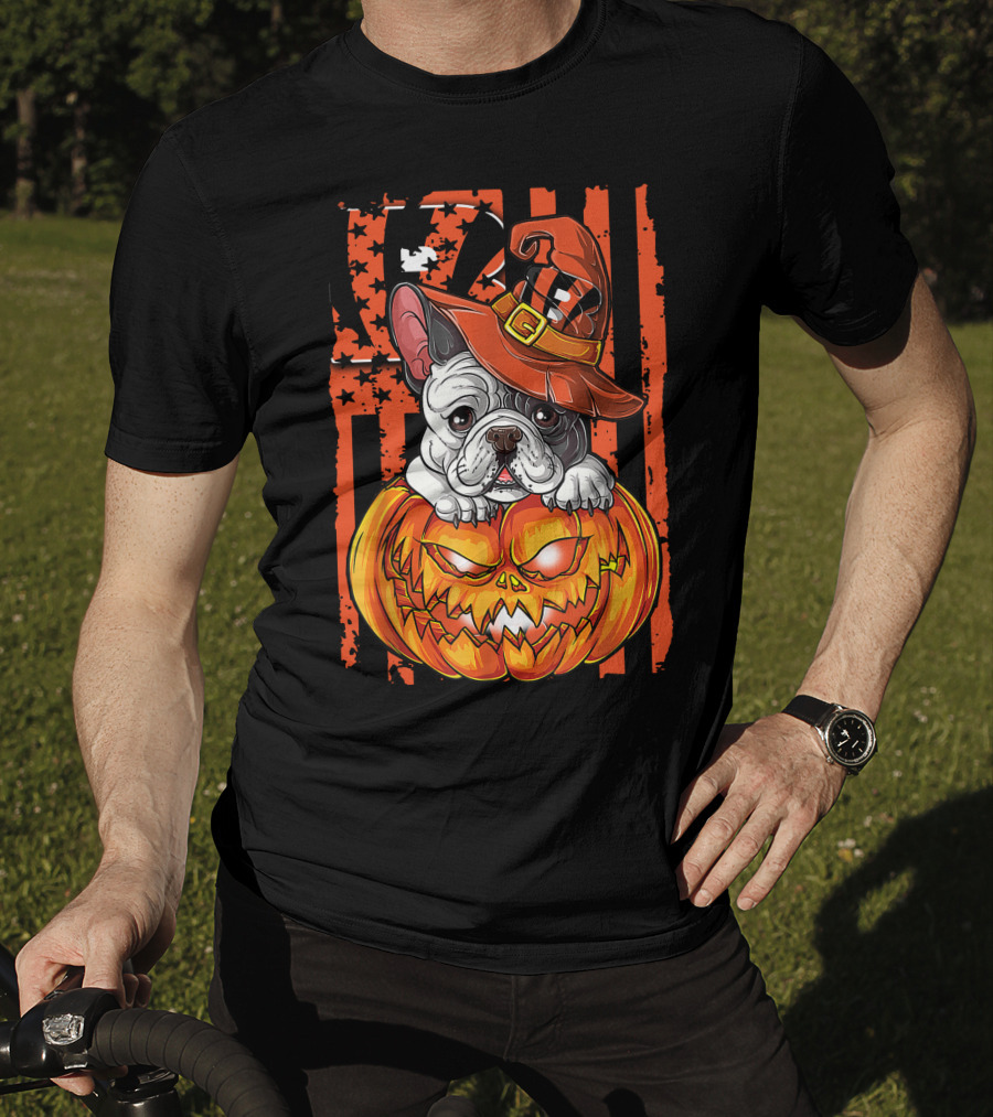 Cincinnati Bengals Bulldog Halloween Pumpkin T-Shirt