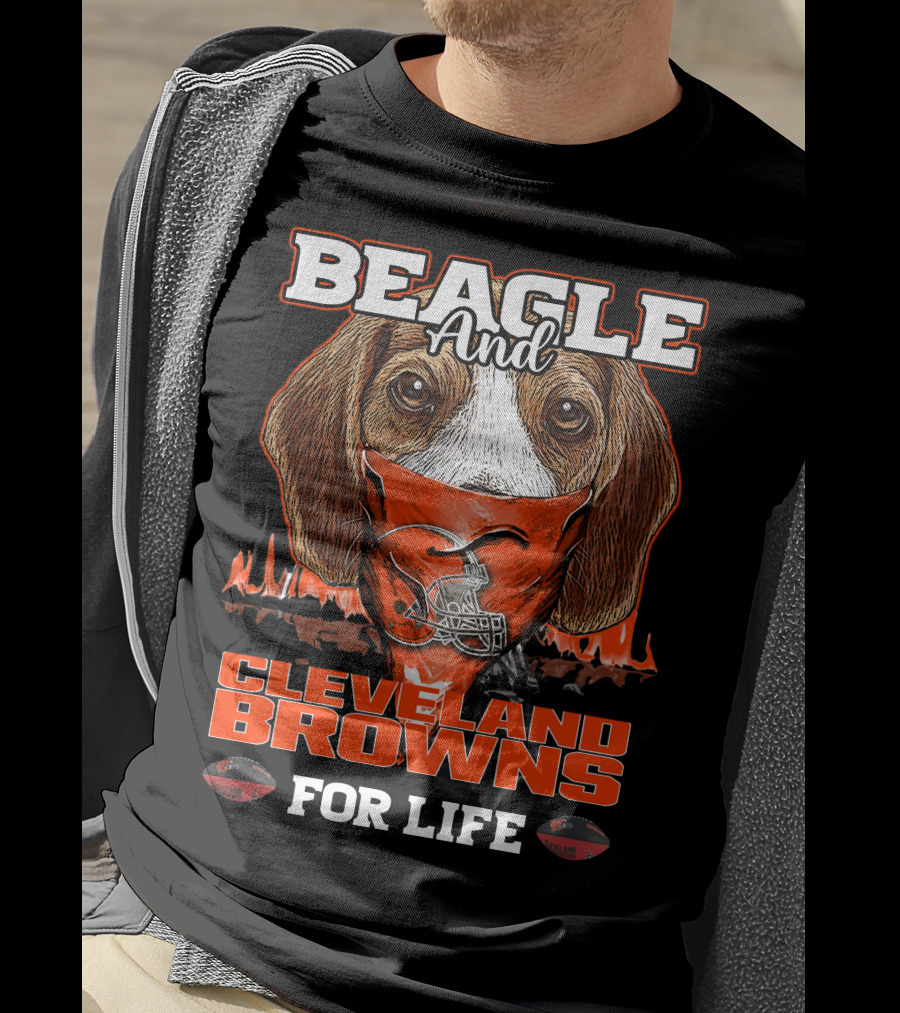 Beagle And Cleveland Browns For Life T-Shirt