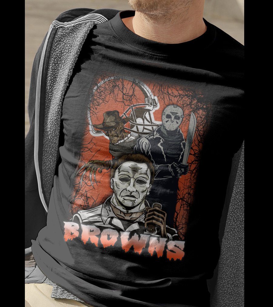 Browns Horror Icons With Helmet T-Shirt