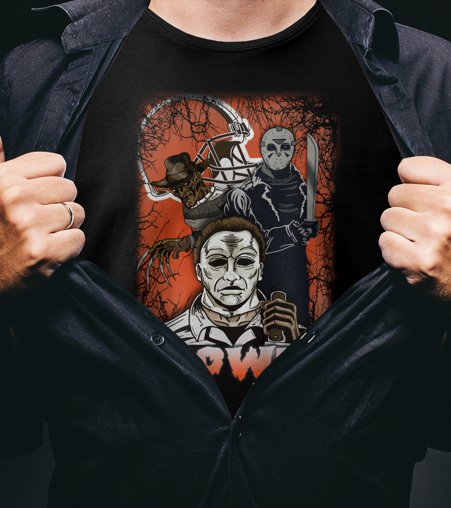 Browns Horror Icons With Helmet T-Shirt