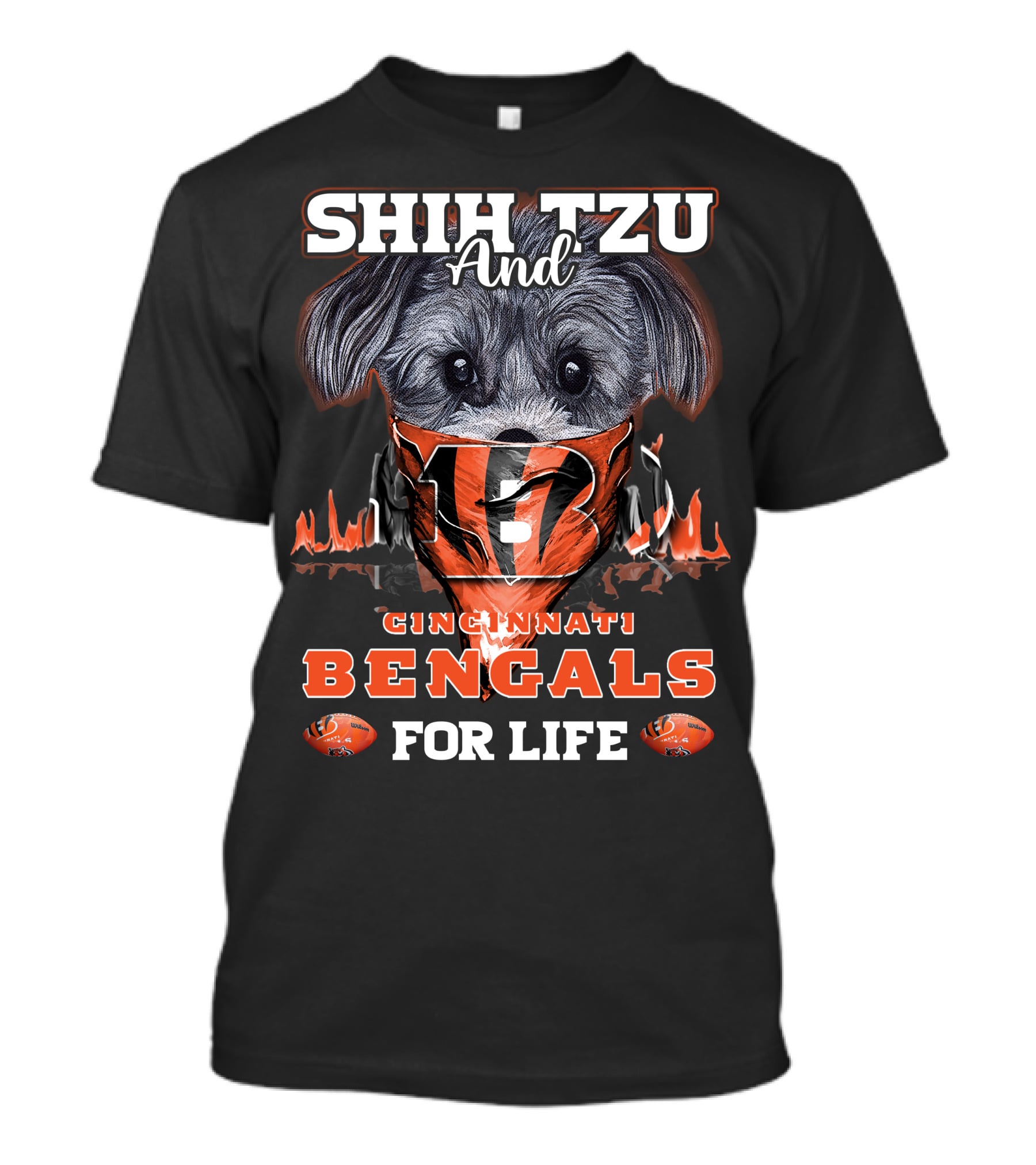 Shih Tzu And Cincinnati Bengals For Life T-Shirt