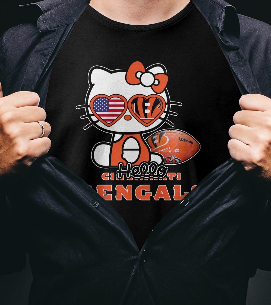 Hello Kitty Cincinnati Bengals American Football Fan Edition T-Shirt