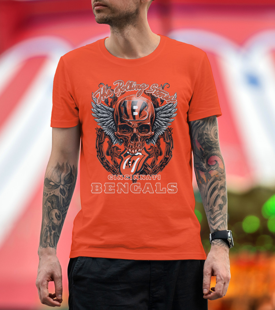 The Rolling Stones Cincinnati Bengals Nfl Collaboration With Skull And Wings T-Shirt