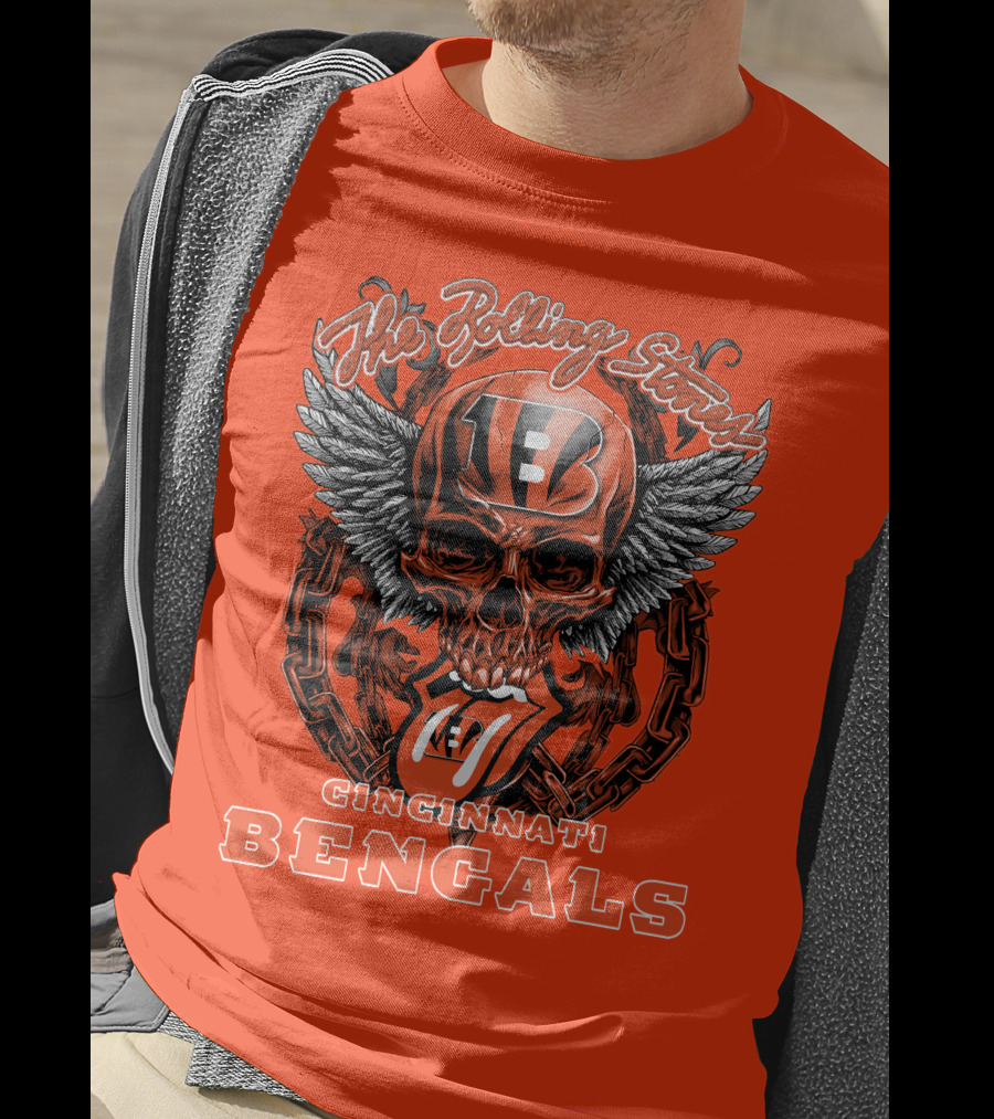 The Rolling Stones Cincinnati Bengals Nfl Collaboration With Skull And Wings T-Shirt