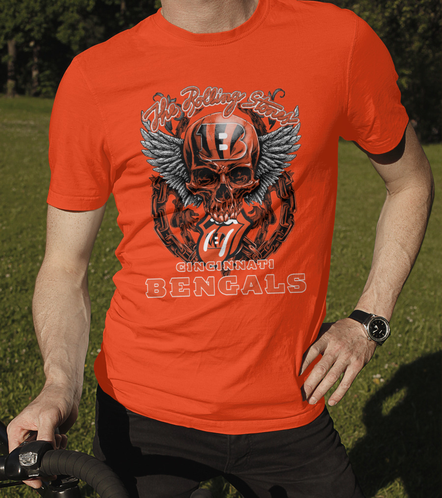 The Rolling Stones Cincinnati Bengals Nfl Collaboration With Skull And Wings T-Shirt