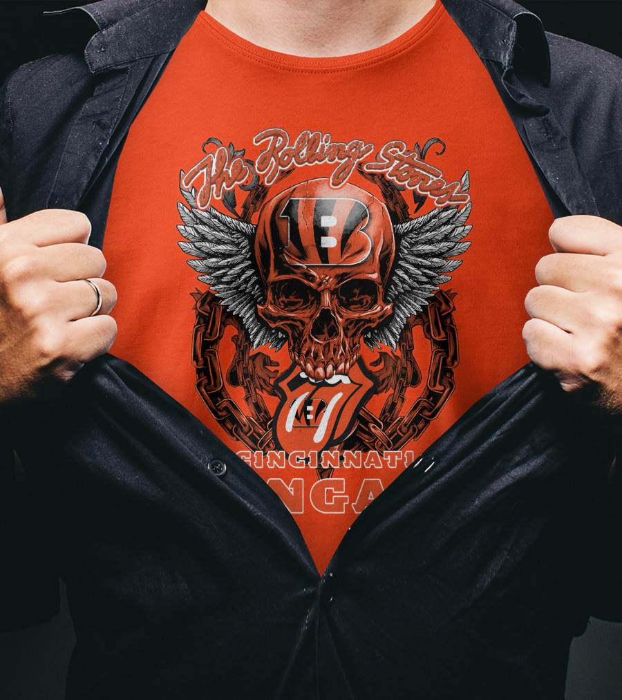 The Rolling Stones Cincinnati Bengals Nfl Collaboration With Skull And Wings T-Shirt