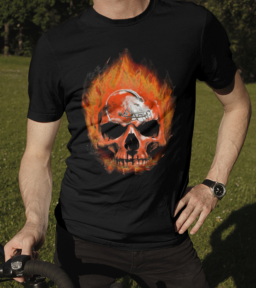 Cleveland Browns Skull In Flames 35 T-Shirt
