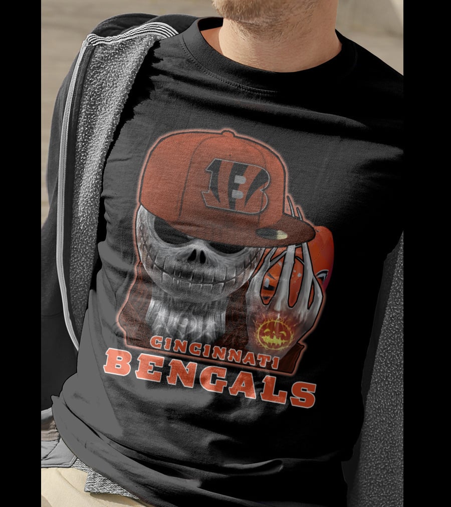 Cincinnati Bengals Jackskull Halloween Football Fan Gear T-Shirt