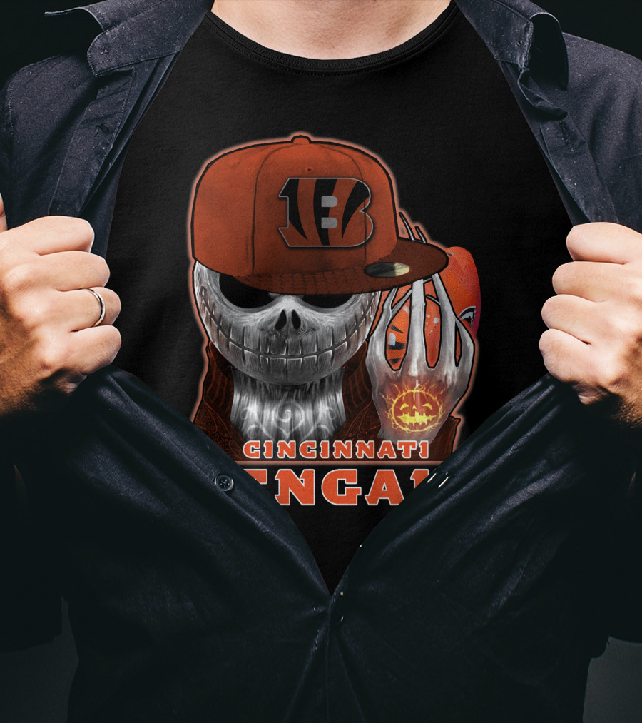 Cincinnati Bengals Jackskull Halloween Football Fan Gear T-Shirt