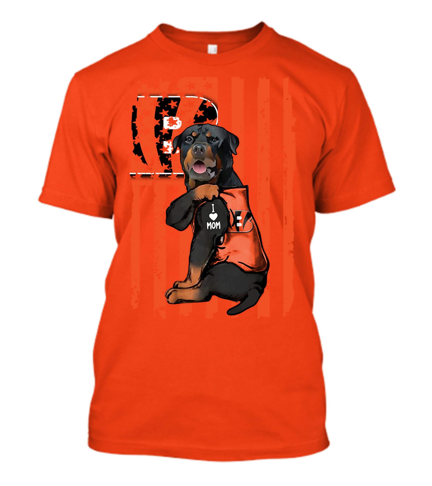 Rottweiler I Love Mom Cincinnati Bengals Bp Usa Flag T-Shirt