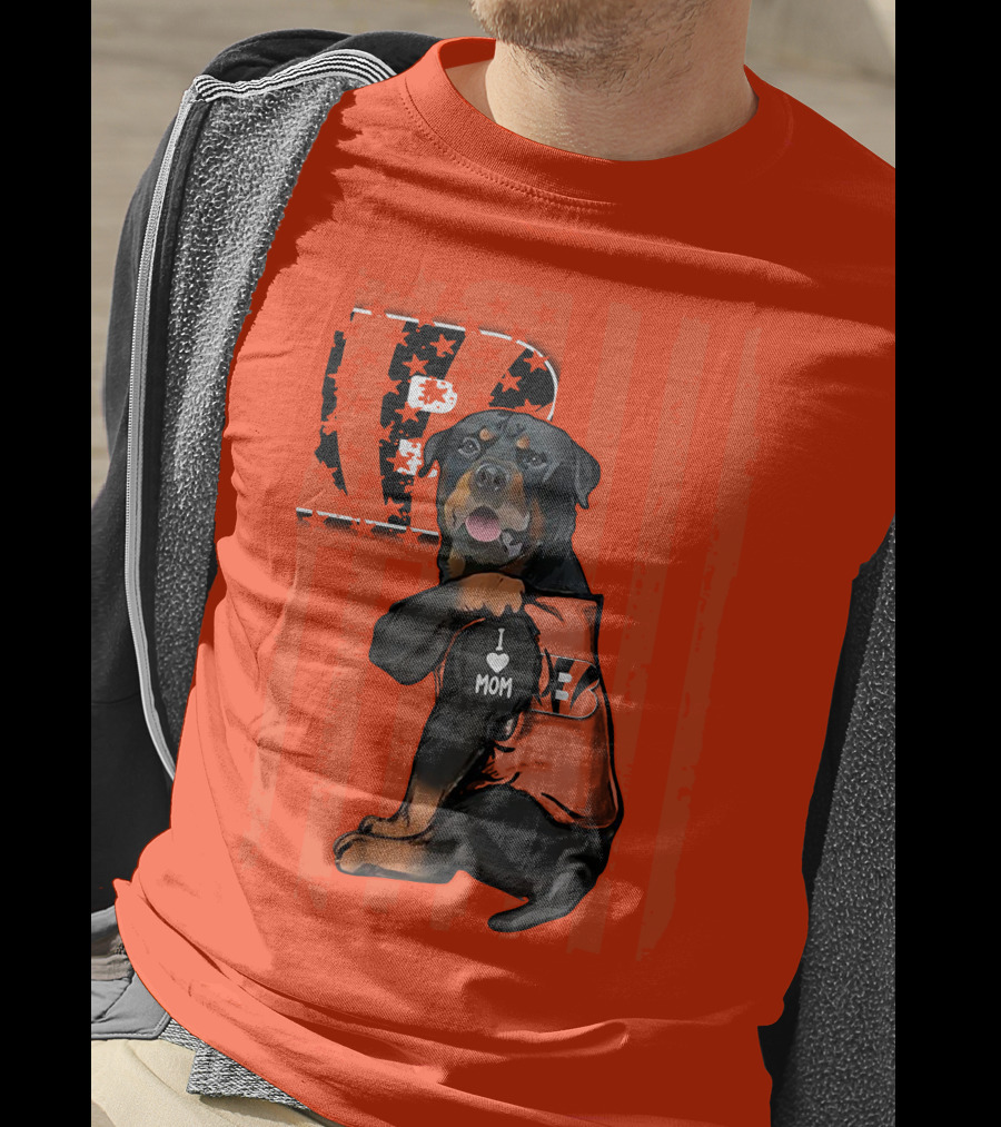 Rottweiler I Love Mom Cincinnati Bengals Bp Usa Flag T-Shirt
