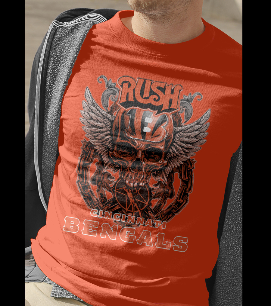 Rush Cincinnati Bengals Helmet Wings Skull T-Shirt