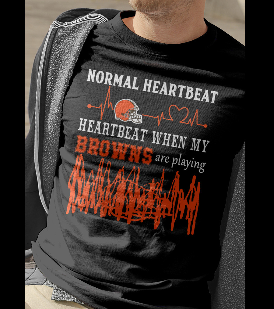 Normal Heartbeat Heartbeat When My Browns Are Playing Cleveland Browns Helmet T-Shirt
