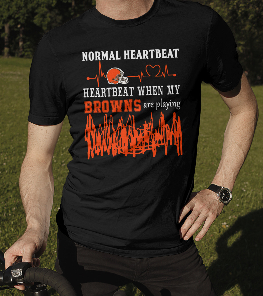 Normal Heartbeat Heartbeat When My Browns Are Playing Cleveland Browns Helmet T-Shirt
