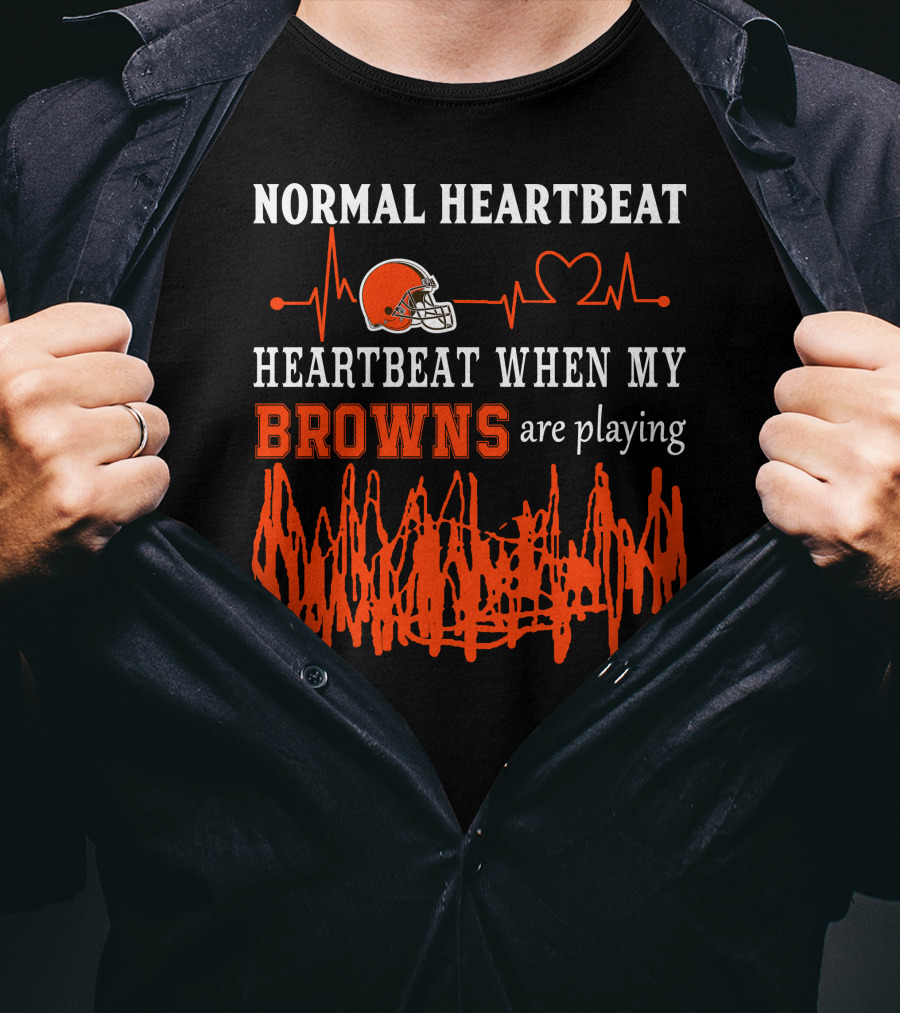 Normal Heartbeat Heartbeat When My Browns Are Playing Cleveland Browns Helmet T-Shirt