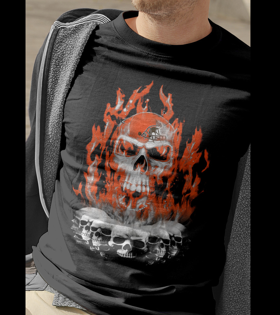 Cleveland Browns Skull Fire Helmet 38 T-Shirt