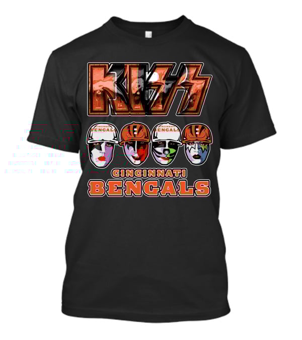 Kiss Cincinnati Bengals Faces With Orange Helmets T-Shirt