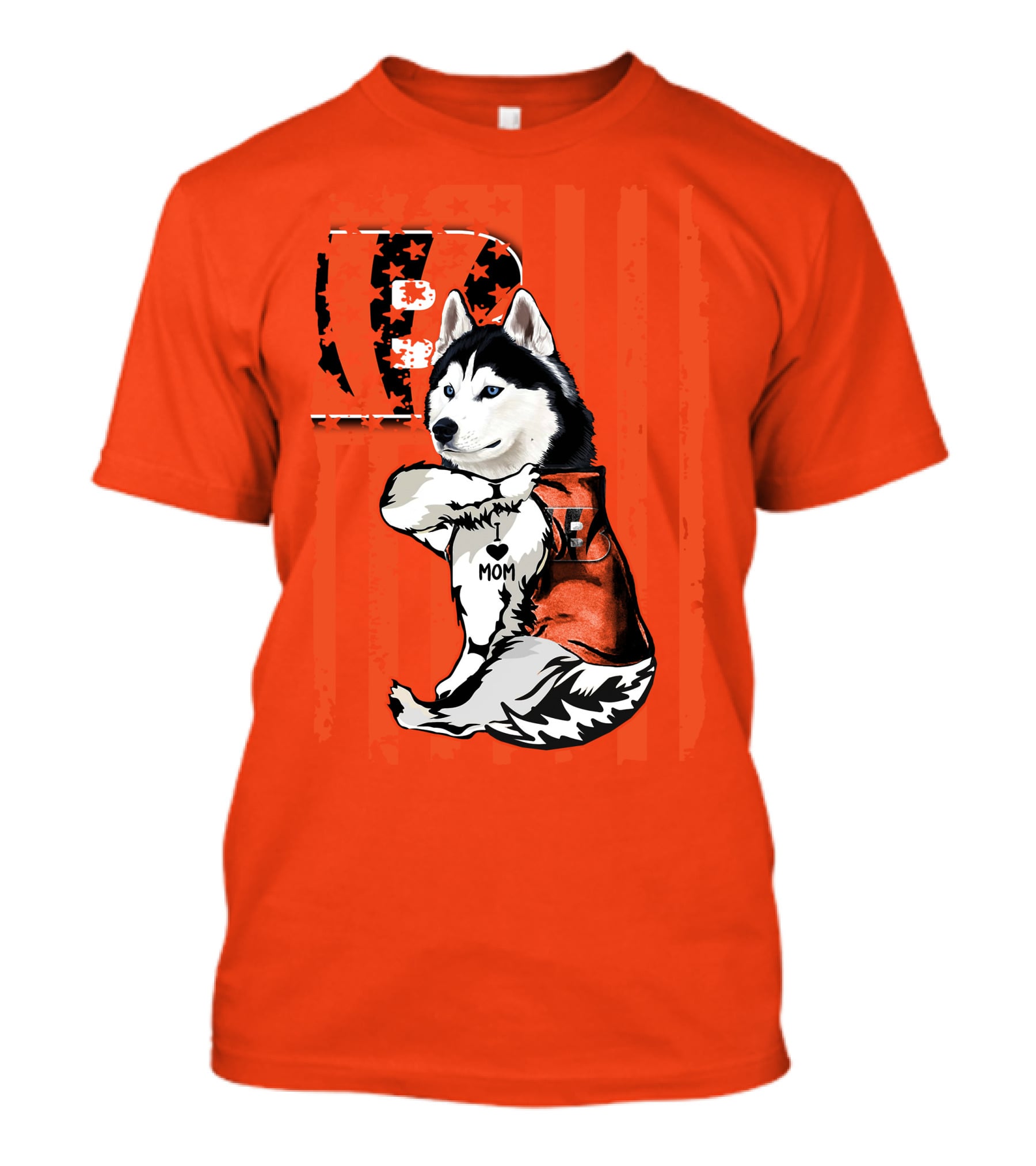 Cincinnati Bengals Siberian Husky I Love Mom Fan T-Shirt