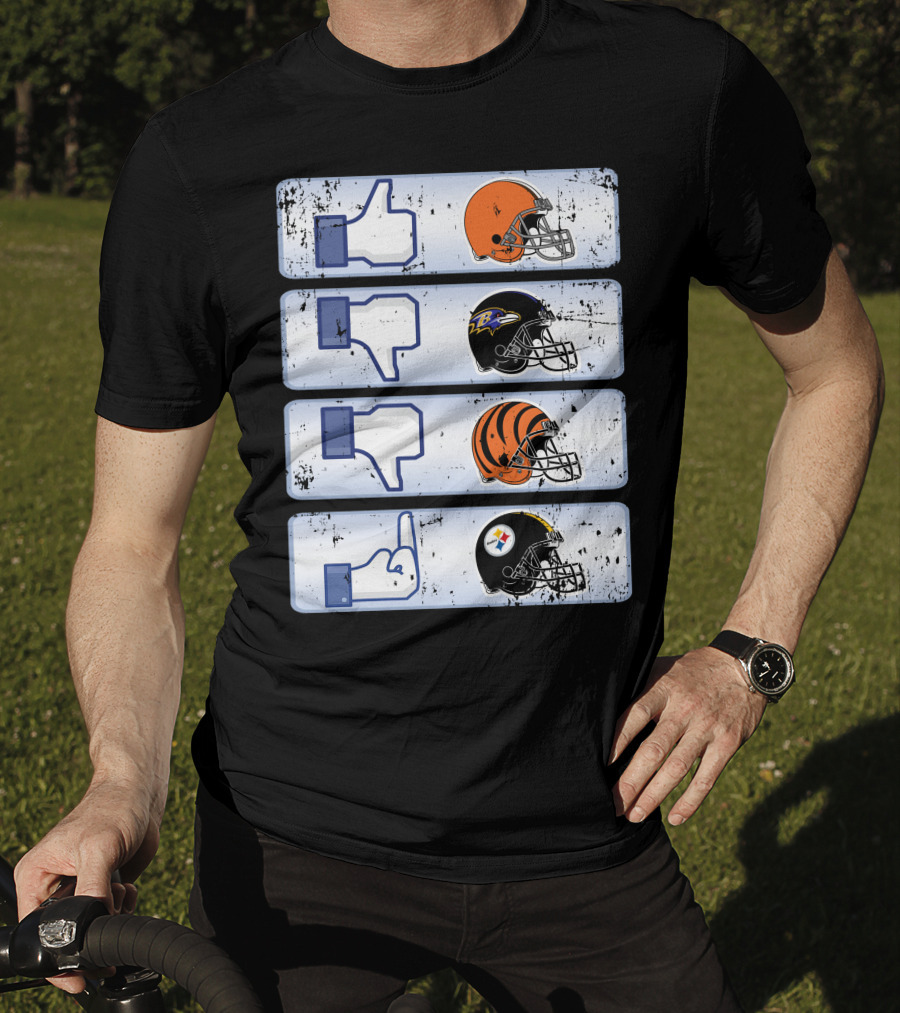 Cleveland Browns 69 Helmet Thumbs Up Like Steelers Bengals Ravens Logos T-Shirt