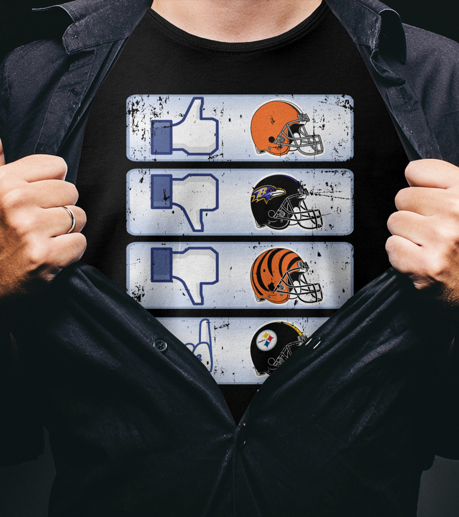 Cleveland Browns 69 Helmet Thumbs Up Like Steelers Bengals Ravens Logos T-Shirt