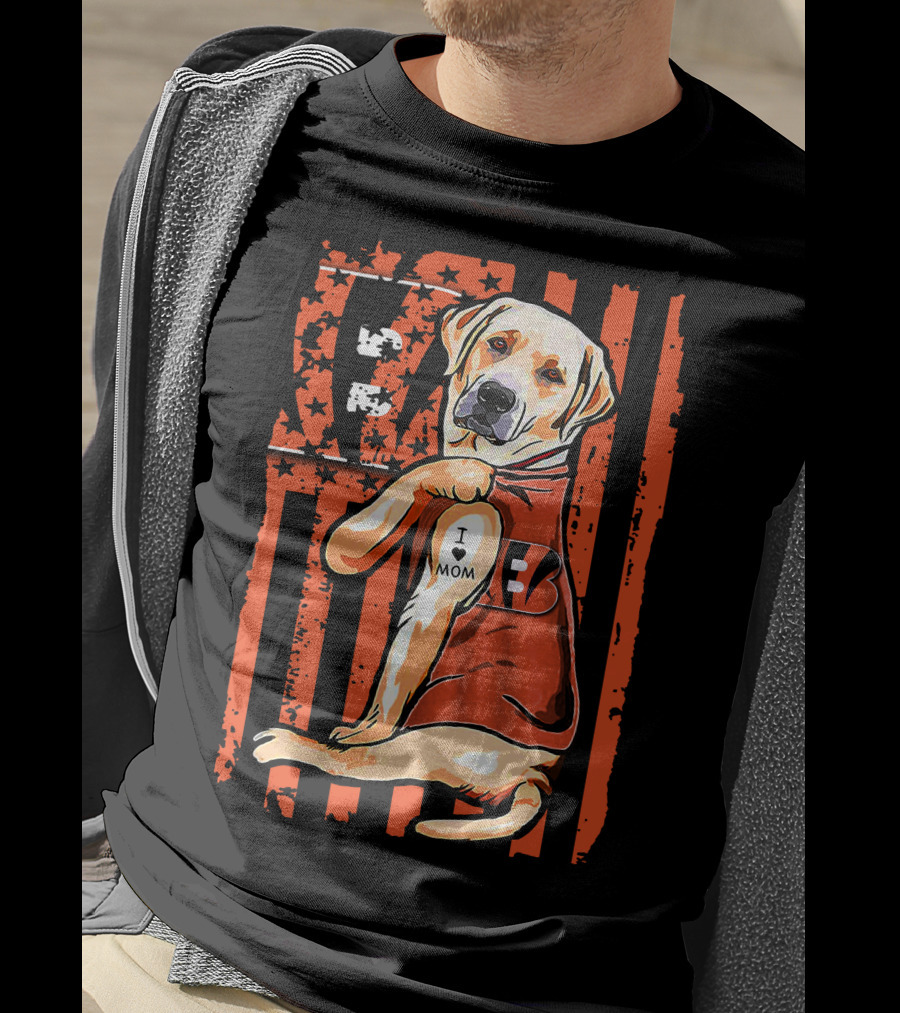 Labrador Retriever I Love Mom Cincinnati Bengals T-Shirt