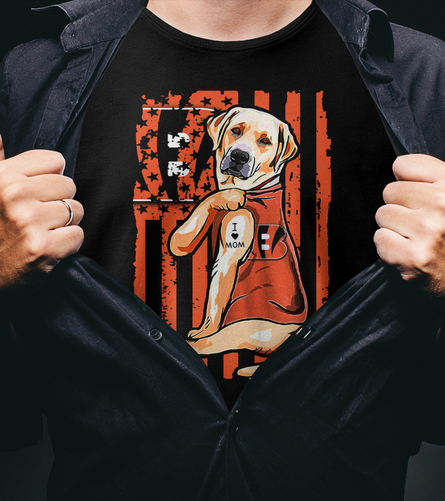 Labrador Retriever I Love Mom Cincinnati Bengals T-Shirt
