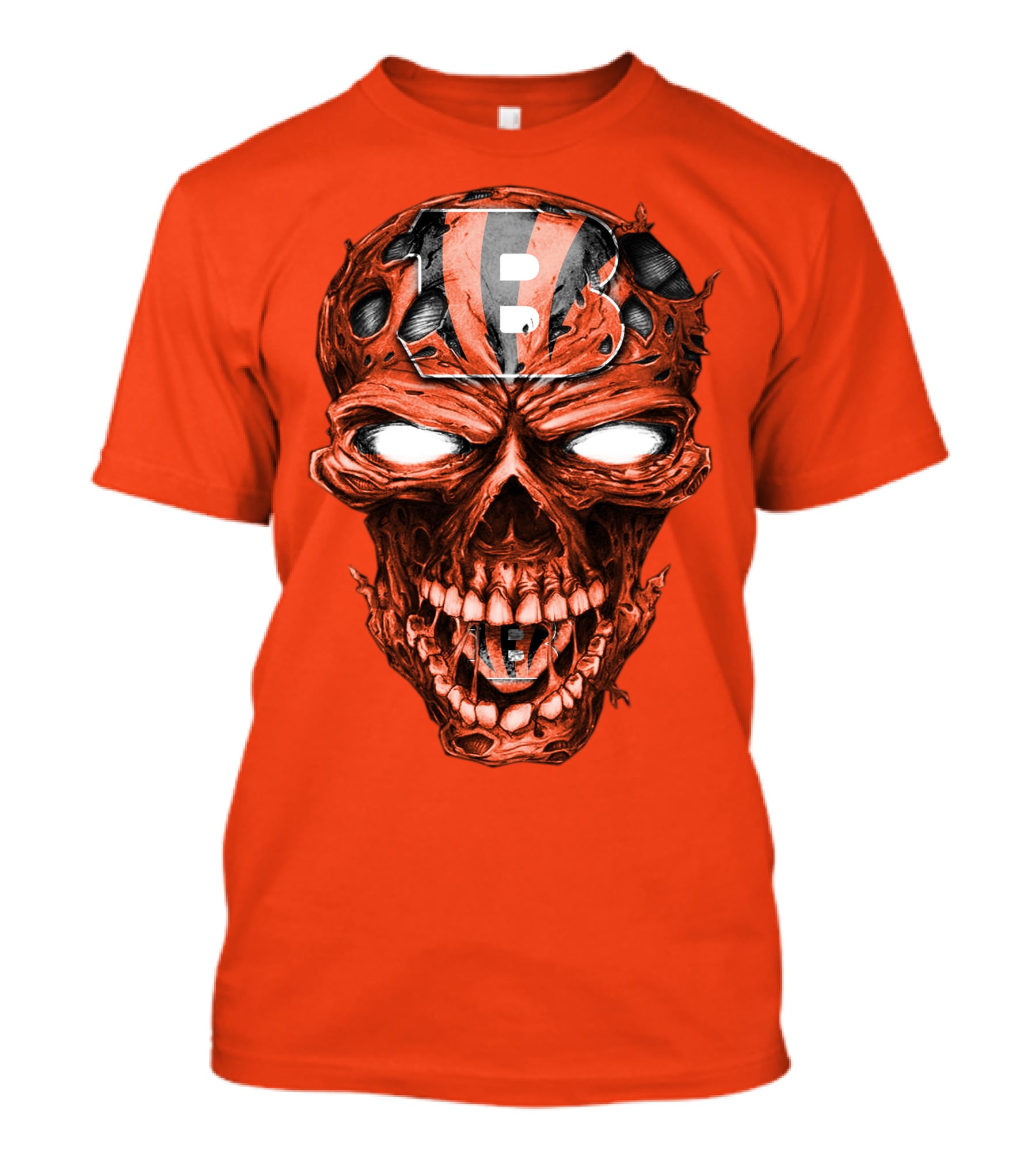 Cincinnati Bengals Skull V2 Creepy Horror Fan Gear T-Shirt