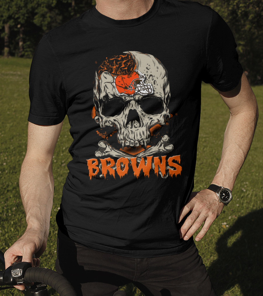 Browns Skull Helmet Motif Cleveland Browns T-Shirt