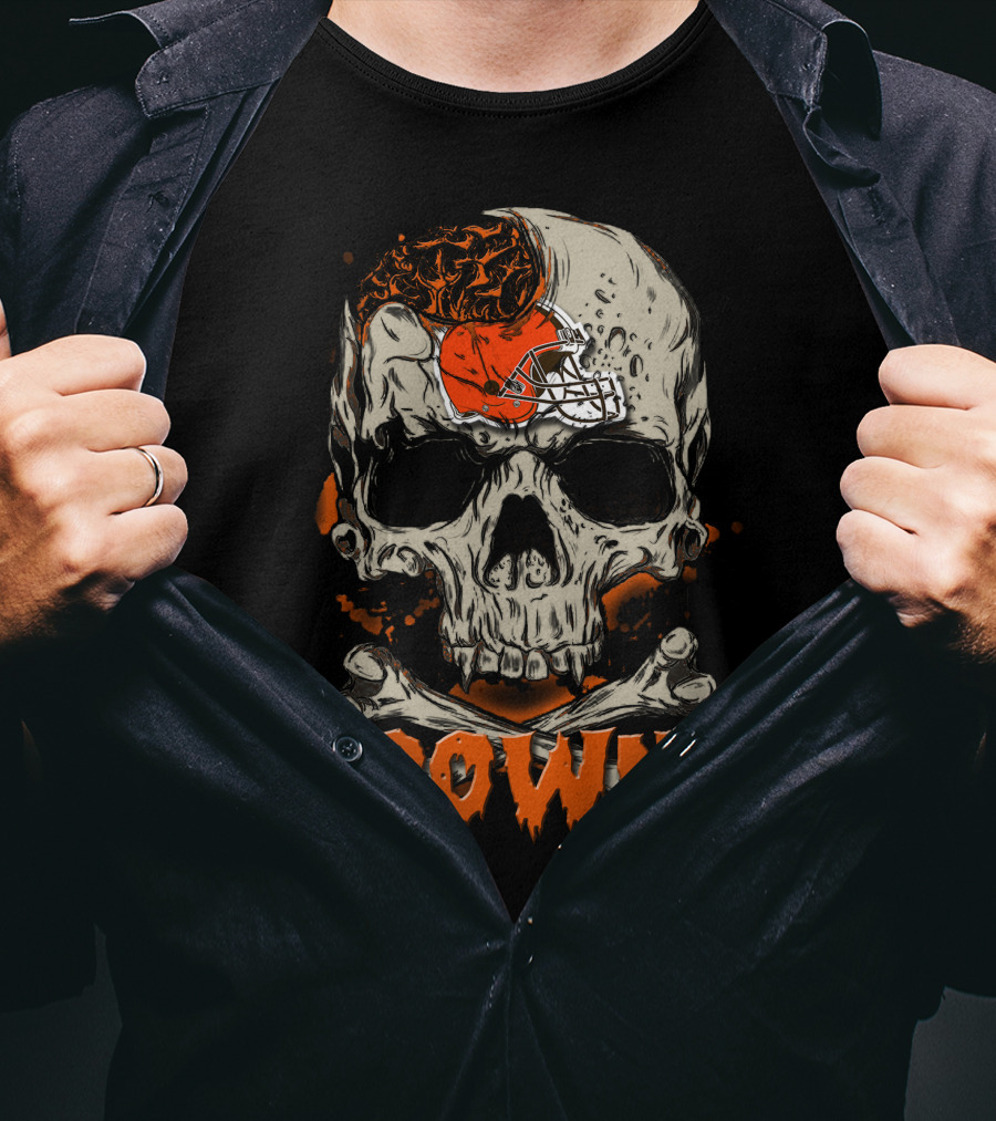 Browns Skull Helmet Motif Cleveland Browns T-Shirt
