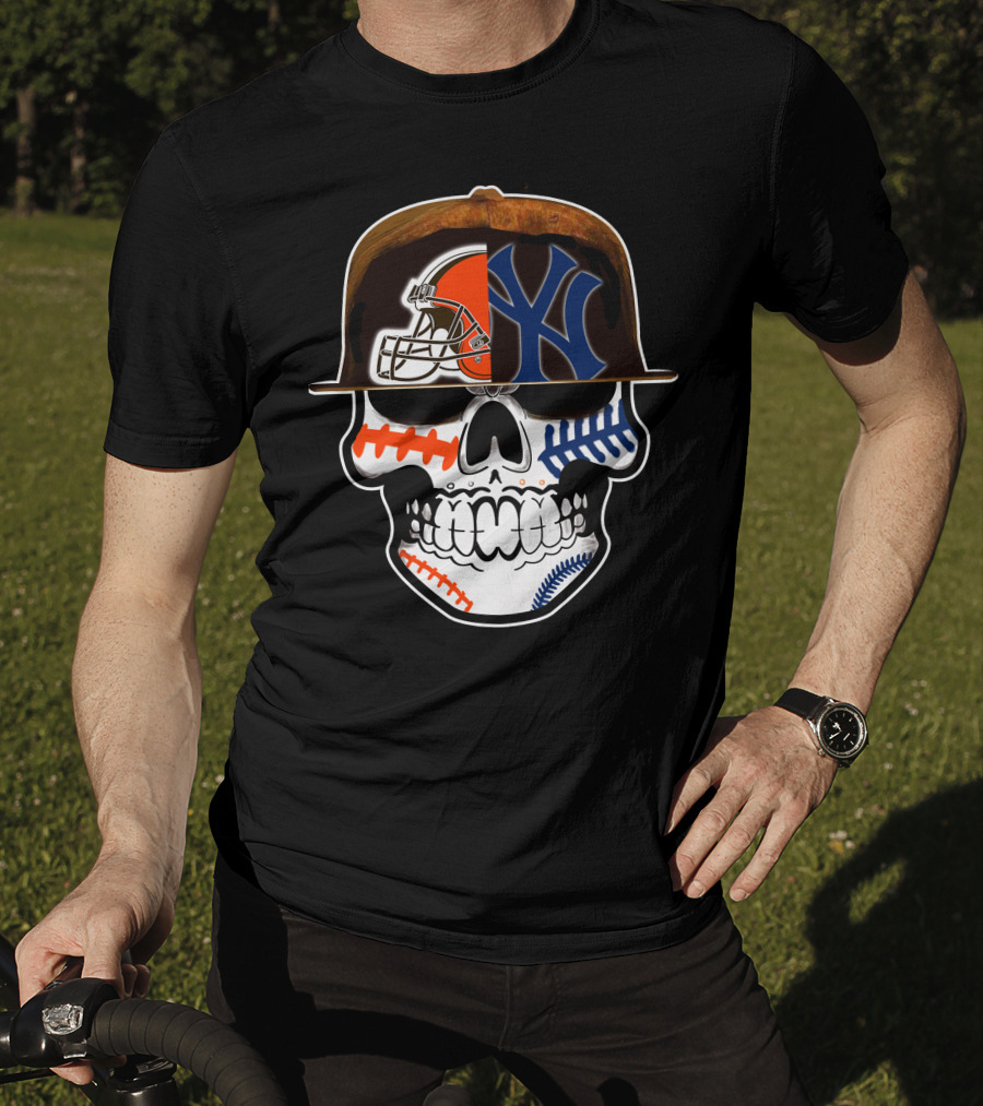 Cleveland Browns Yankees Skull Cap Fusion T-Shirt