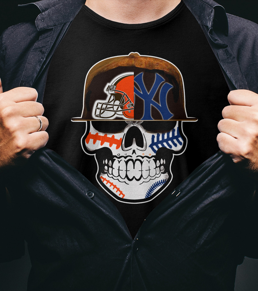 Cleveland Browns Yankees Skull Cap Fusion T-Shirt