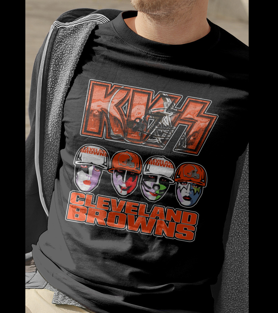 KISS Cleveland Browns Faces With Helmets T-Shirt