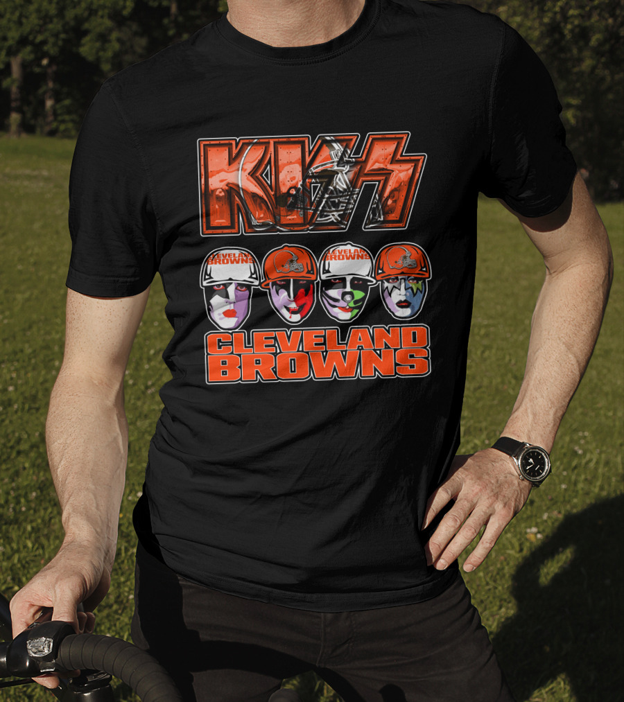 KISS Cleveland Browns Faces With Helmets T-Shirt