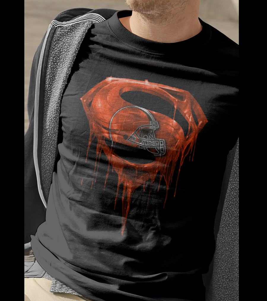 Spm CLEVELAND BROWNS Dripping Superhero Helmet T-Shirt