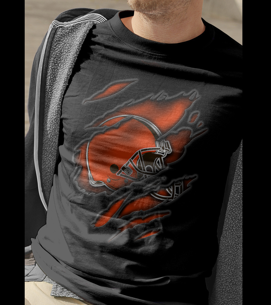 Torn Cleveland Browns Helmet T-Shirt