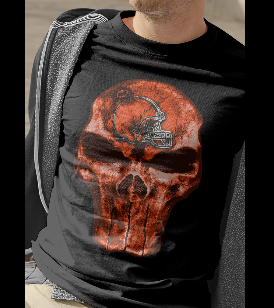 Cleveland Browns Skull Helmet T-Shirt