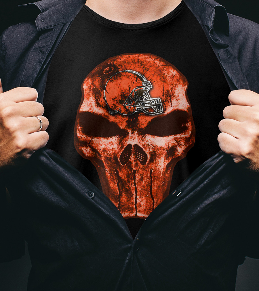 Cleveland Browns Skull Helmet T-Shirt