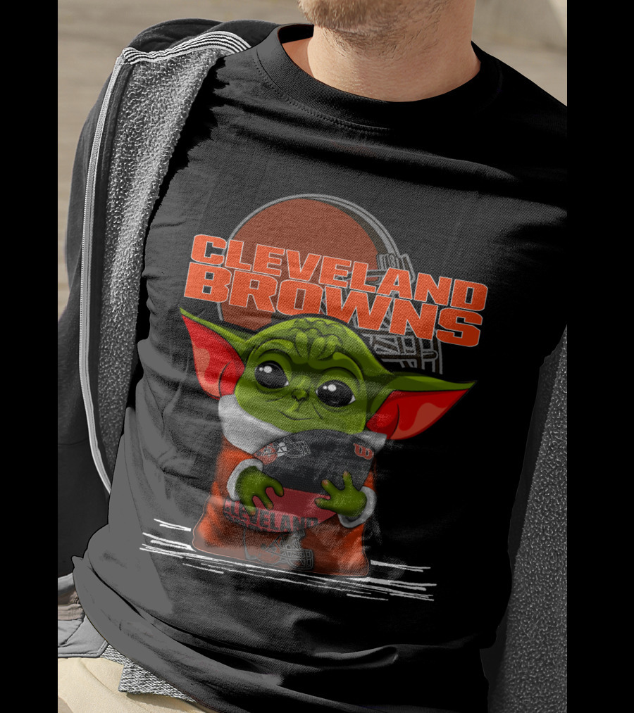 Cleveland Browns Yoda Holding Football T-Shirt