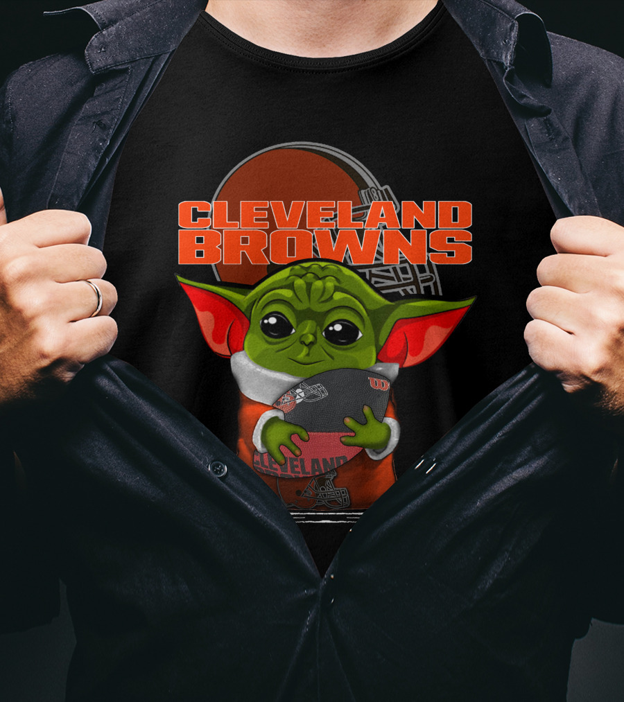Cleveland Browns Yoda Holding Football T-Shirt