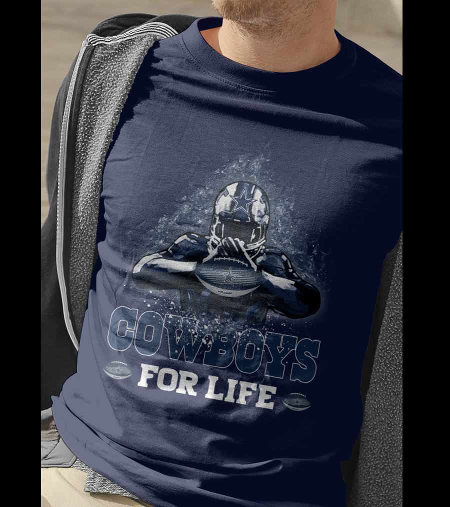 COWBOYS FOR LIFE DALLAS COWBOYS Football Helmet Star Logo Blue T-Shirt