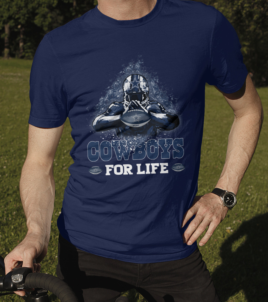 COWBOYS FOR LIFE DALLAS COWBOYS Football Helmet Star Logo Blue T-Shirt