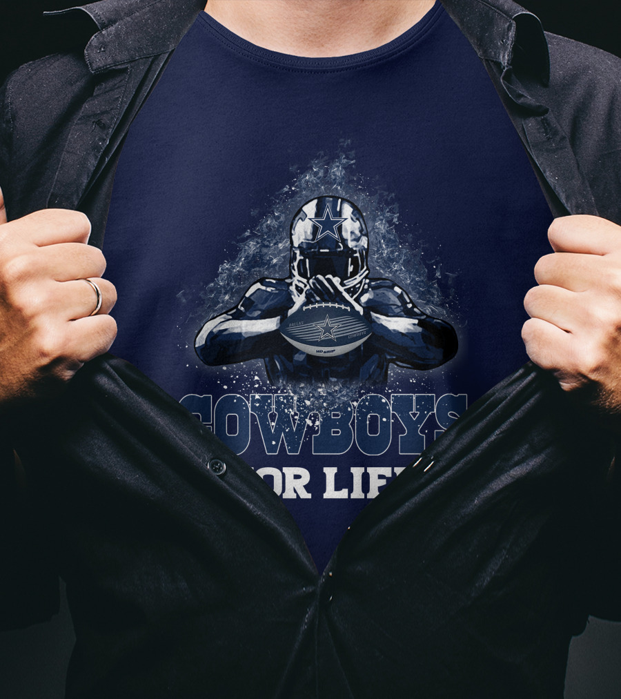 COWBOYS FOR LIFE DALLAS COWBOYS Football Helmet Star Logo Blue T-Shirt