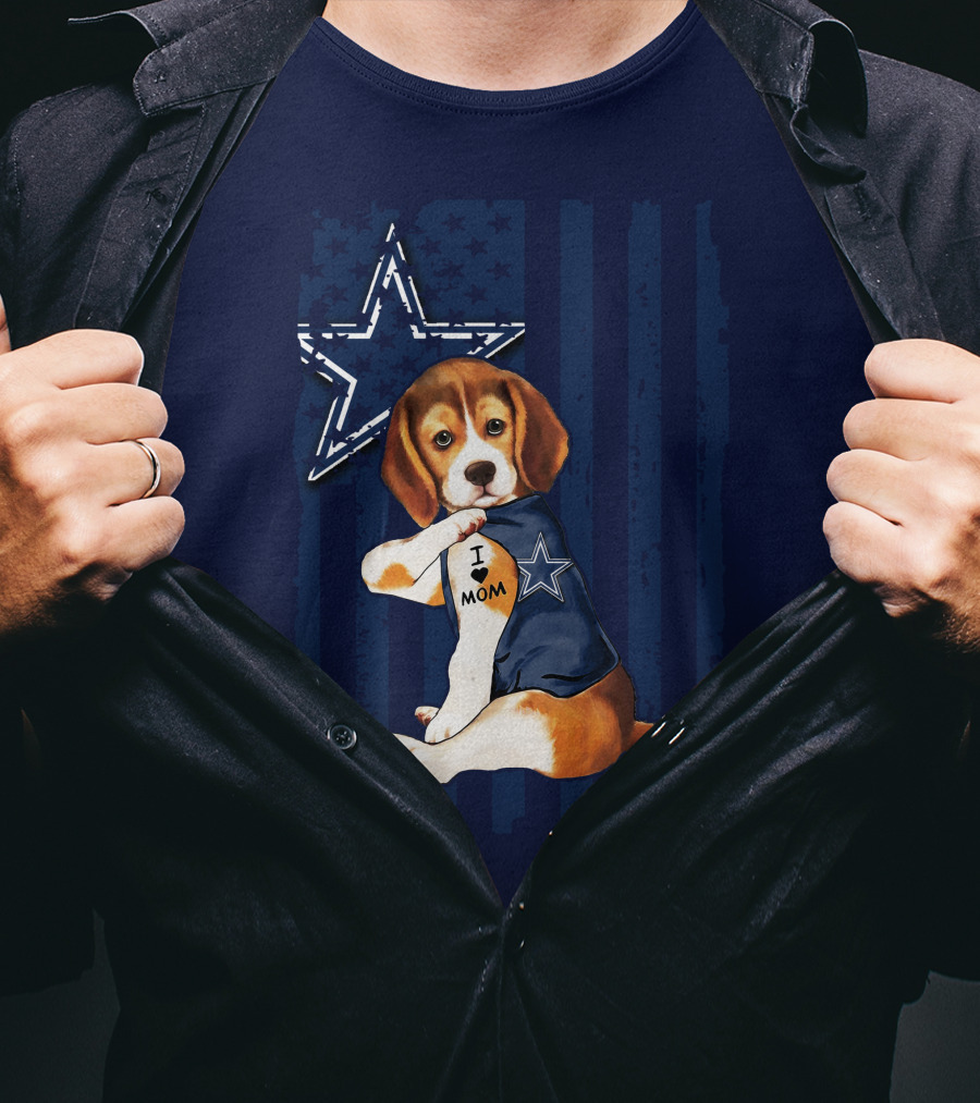 Beagle I Love Mom Dallas Cowboys Star Football Fans T-Shirt