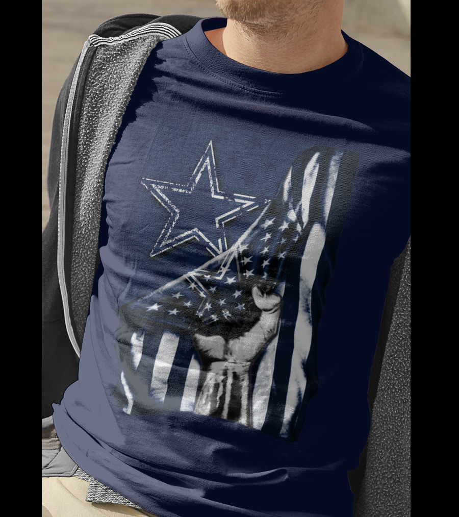 Dallas Cowboys Star With American Flag And Fist T-Shirt