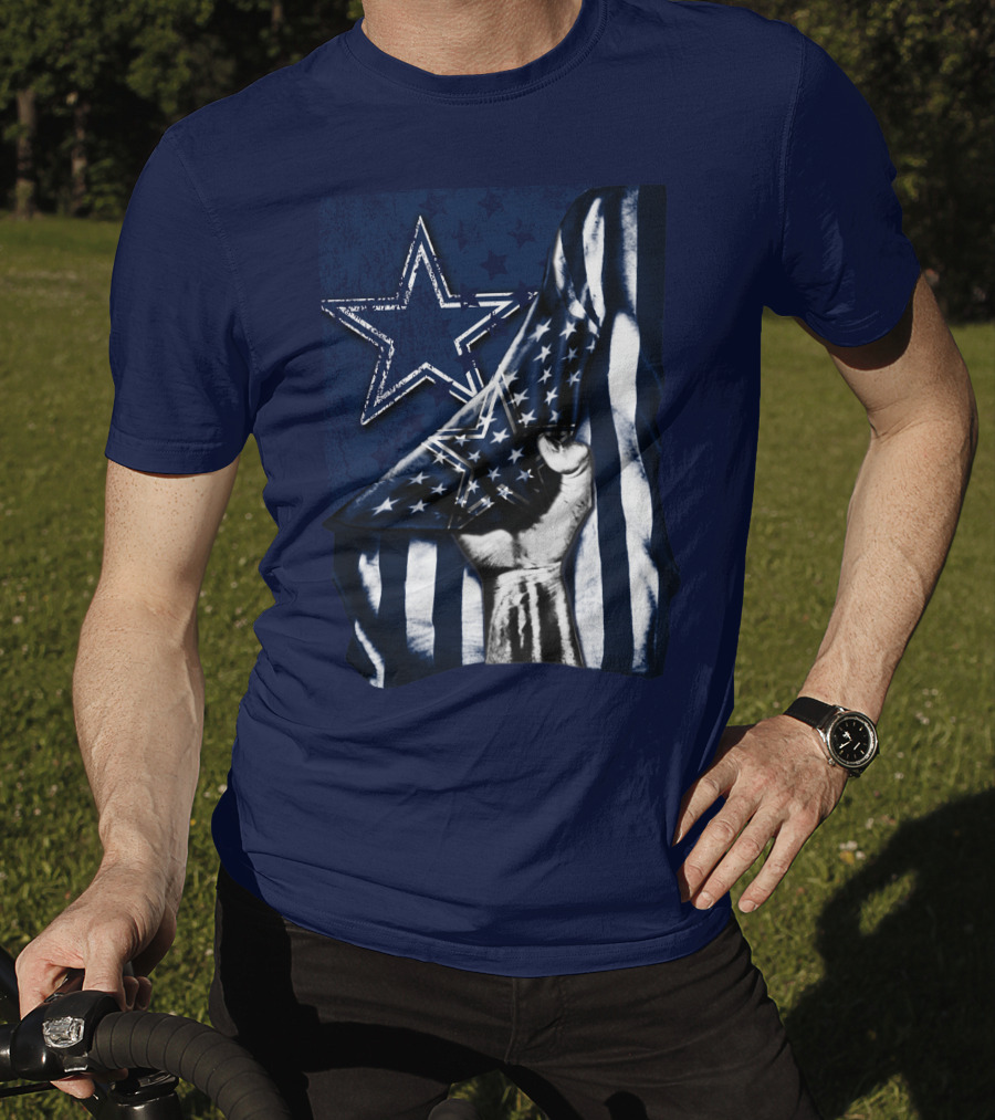 Dallas Cowboys Star With American Flag And Fist T-Shirt