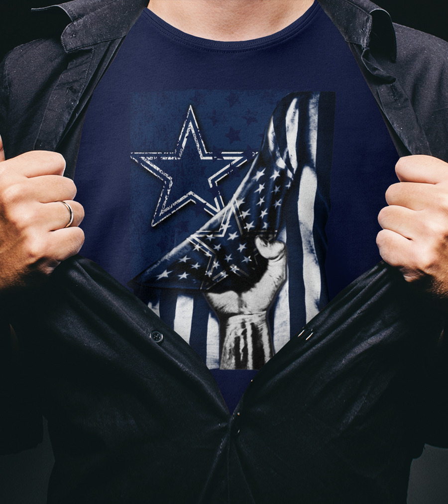 Dallas Cowboys Star With American Flag And Fist T-Shirt
