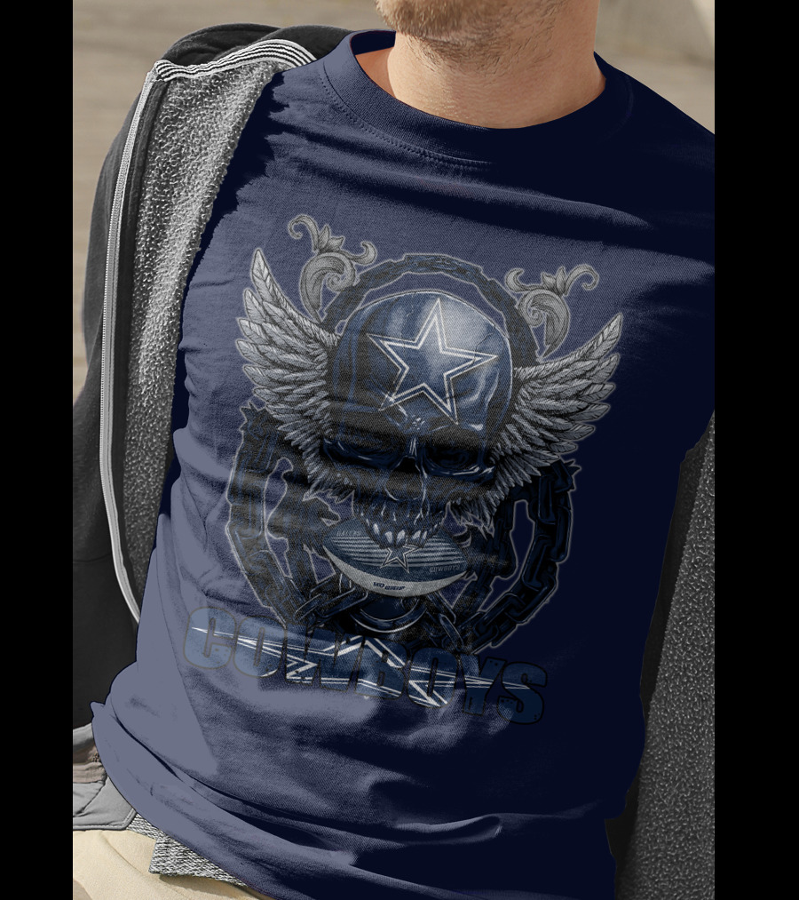 Skullfb Dallas Cowboys Wings Star Chain Crest T-Shirt