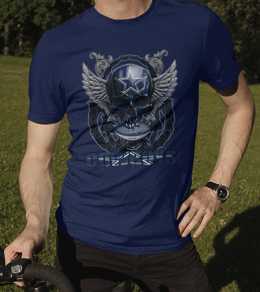 Skullfb Dallas Cowboys Wings Star Chain Crest T-Shirt